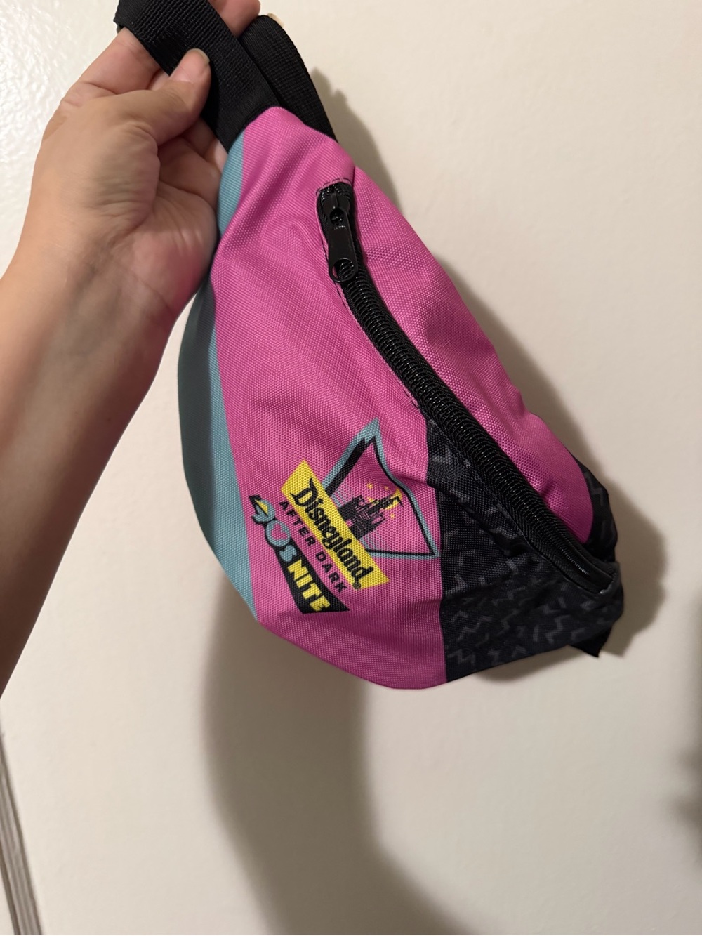 Disney 90’s Nite Pink Teal Black Logo Waist Bag